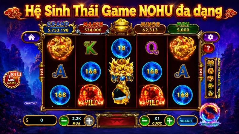 Hệ sinh thái game NOHU gồm nhiều dòng game nổ hũ, slot, mini game và casino trực tuyến